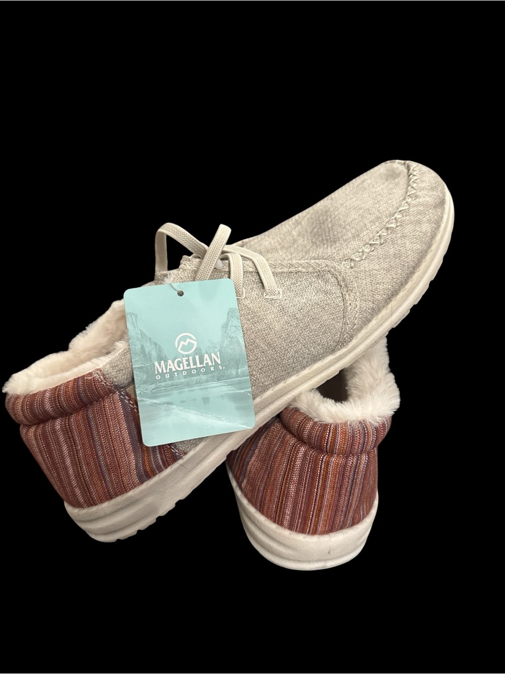 Magellan Outdoors Faux Fur Grey Moccasin Slip On women’s 10 NWT